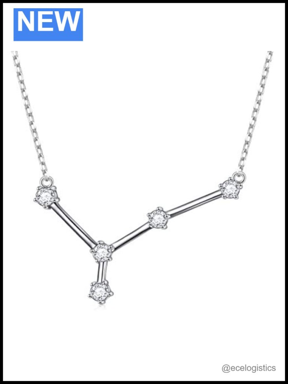 925 Sterling Silver CZ Zodiac Constellation Pendant Necklace Adjustable 18-20"